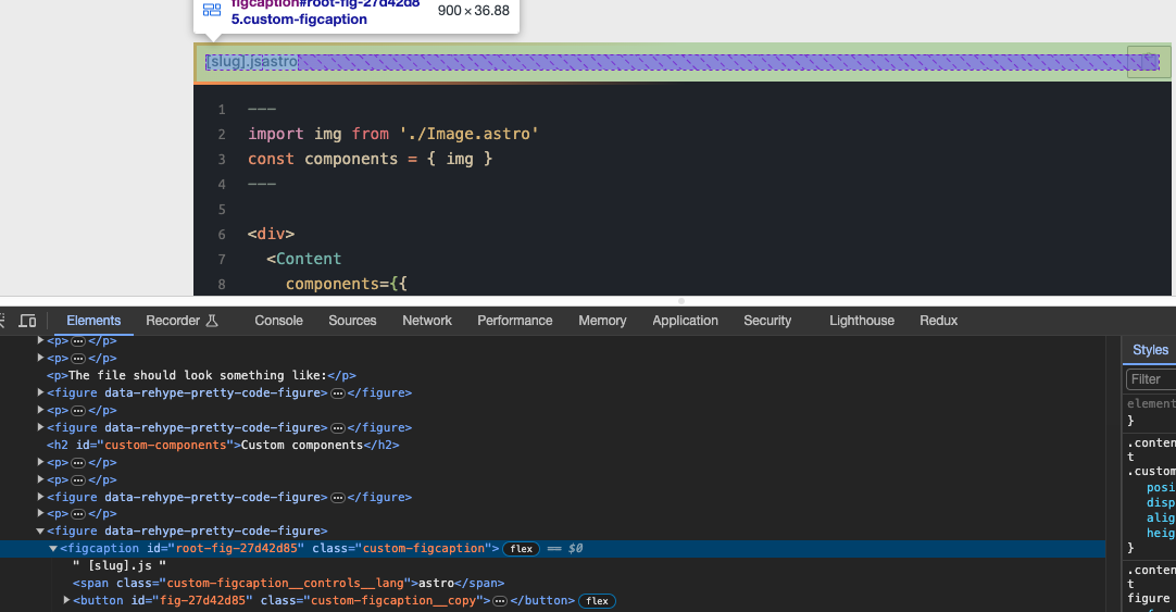 Dev tools illustrating the DOM tree for finding our css selectors